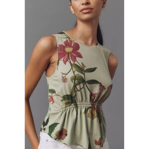By Anthropologie Cotton Gathered Tank Top Sleeveless Floral Printed M NWT 284414